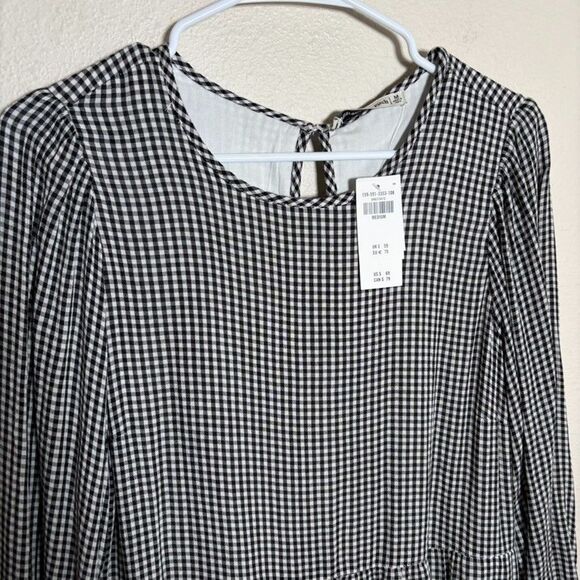 Abercrombie & Fitch Dress Women's Medium Tiered Gingham Mini Long Sleeve NWT - Picture 3 of 10